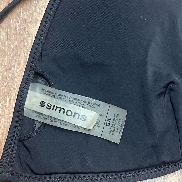 Simons Black Triangle String Bikini Top - Picture 2 of 7